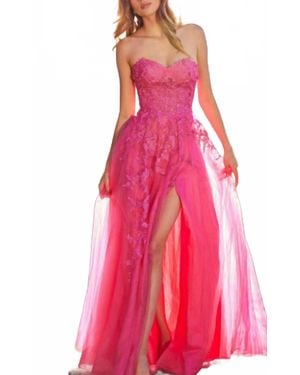 Jovani Sweetheart Lace Appliqued Dress - Pink