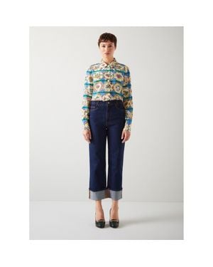 LK Bennett Erica Woven Tops - Blue