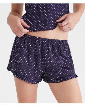 Aéropostale Polka Dot Satin Ruffle Shorts - Blue