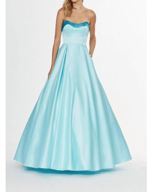 Angela & Alison Strapless Satin Ballgown - Blue