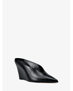 Michael Kors Xandra Leather Wedge Mule - Black