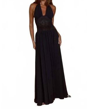 Runway Fernanda Plunge Halter Maxi Dress - Black