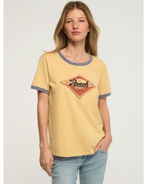 Lucky Brand The Beach Boys Emblem Ringer Tee - Yellow