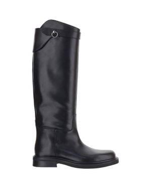 Poeve Leather Ring Detail Tall Boots - Black