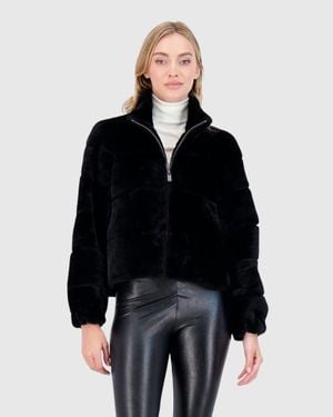 Gorski Shearling Lamb Horizontal Zip Jacket - Black