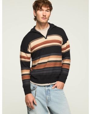 Lucky Brand 1/4 Zip Ombre Stripe Mock Neck Sweater - Blue