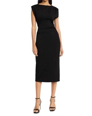 Donna Morgan Ruched Cap Sleeve Dress - Black