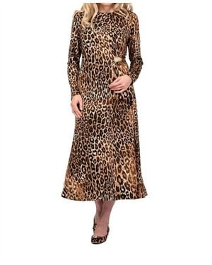 Scapa Long-Sleeve Dress With Clip Accessory - Brown