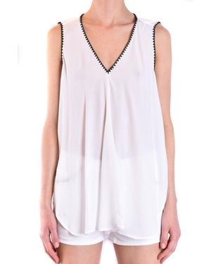 Dondup Sleeveless Top With Delicate Trim - White