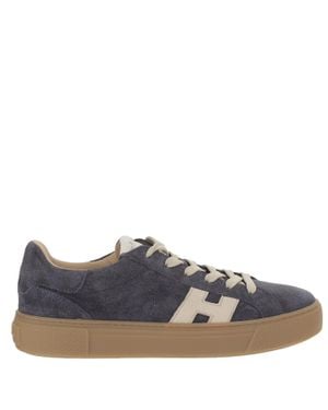 Hogan Suede Low-Top Sneakers With Chunky Rubber Sole And Logo Detail - Blue