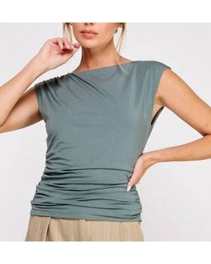 Allie Rose Ruched Sleeveless Top - Blue