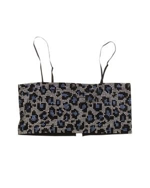 Adam Selman Sport Sport Crystal Mini Crop Top - Black