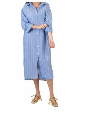 KOCH Michelle Long Sleeve Shirt Dress - Blue