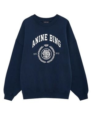 Anine Bing Miles Sweatshirt Collegiate Printed Sweatshirt - Blue