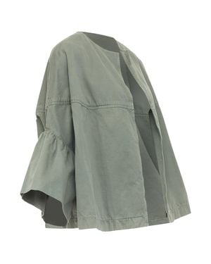 Dries Van Noten 2017 Washed Khaki Cotton Ruched Drop Flared Sleevejacket S - Green