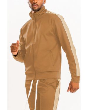 TRUEDAMES Track Single Stripe Jacket - Brown