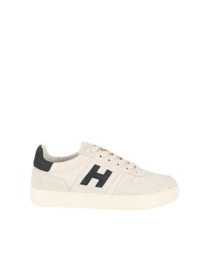 Hogan H668 Perforated Leather Low-Top Sneakers - Natural