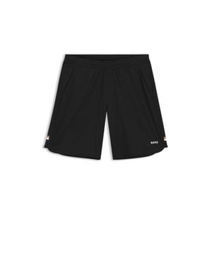 BOSS Active Stretch-Fabric Shorts With Mesh Pocket Bags - Black