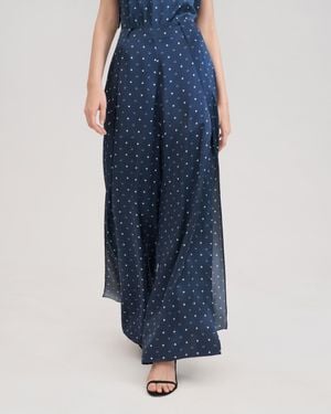 LILYSILK Wide-legged Silk Ginkgo Pants For - Blue