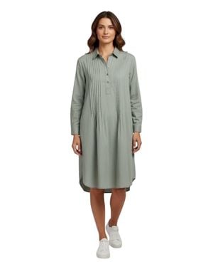 Finley Belinda Tucked Cotton Long Sleeve Dress - Green