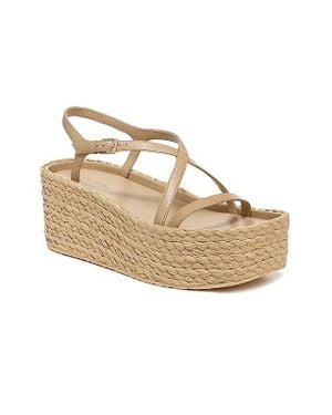 Vince Maxine Sandals Tan Leather Raffia Platform Strappy Zpo3988 - White