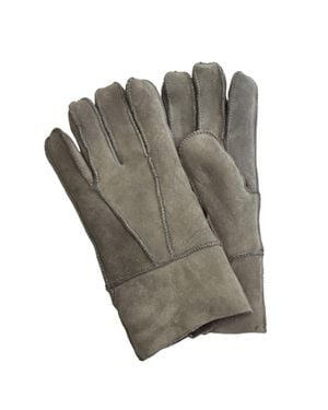 Infinity Leather Sheepskin Suede Gloves With Roll Up/Down Cuff - Gray