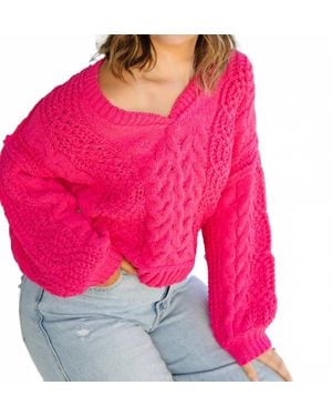 Pol Cuddle Season Knit Cropped Sweater - Pink