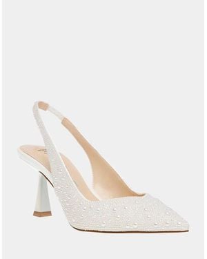 Betsey Johnson Clark Pumps Ivory Rhinestone Stiletto Heel Zogg3793 - White