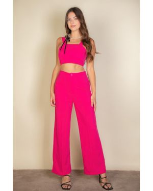 TRUEDAMES Solid Tank Top & Wide Leg Pants - Pink