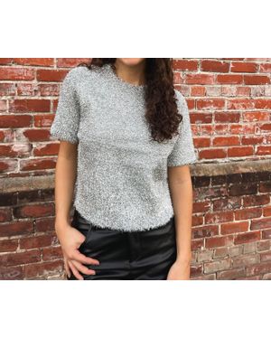 Design History Adeline Short Sleeve Sweater Top - Gray