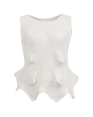 Issey Miyake Sleeveless-Knit Top - White