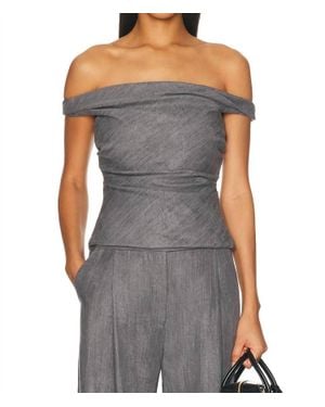 The Sei Off Shoulder Top - Gray