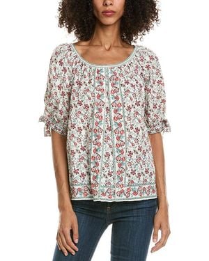 Max Studio Short Sleeve Inverted Pleat Top - Gray