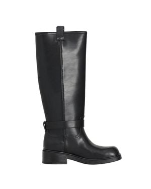ARMANI EXCHANGE Polyester Buckle Biker Boots - Black