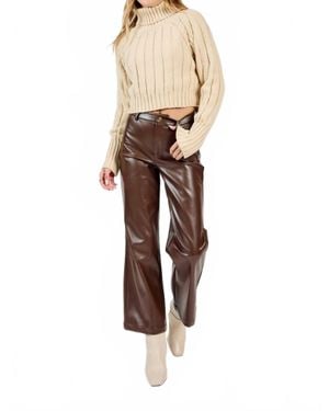 Sadie & Sage Night Vision Faux Leather Pants - Natural