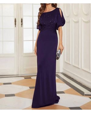 Ever Pretty Round Neck Chiffon Fishtail Evening Dress - Blue