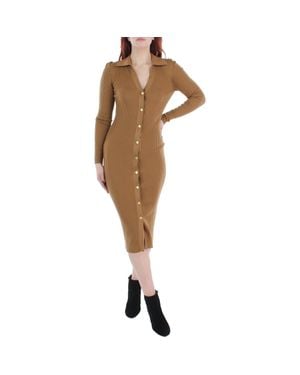 Alice + Olivia Alcina Ribbed Button Down Midi Dress - Brown