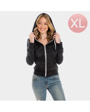 TRUEDAMES Charcoal Zip Up Hoodies Sweater - Black