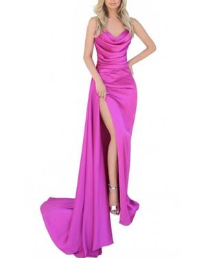 Tarik Ediz Strapless Gown With Slit - Pink