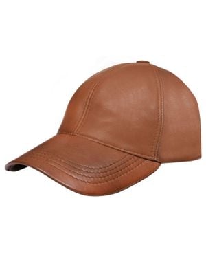 Infinity Leather Real Nappa Leather Adjustable Golf Snapback Plain Baseball Cap Hat - Brown