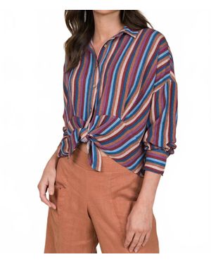 Ivy Jane Striped Tie Front Top - Blue