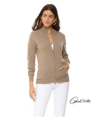 Monticelli Cashmere Pure Cashmere Zip Cardigan - Natural