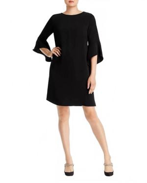 Caroline Rose Julia Crepe Bell Sleeve Knee Length Dress - Black