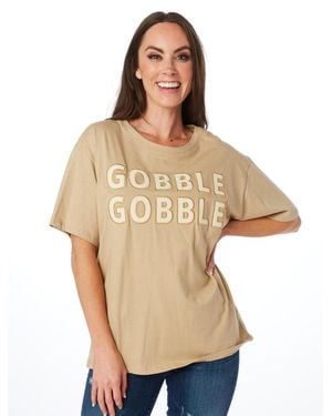 Stewart Simmons Gobble Gobble Boyfriend Short Sleeve Tee - Natural