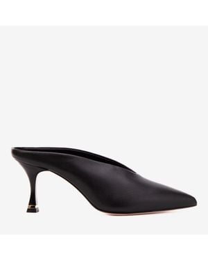 Vinci Leather Shoes The Solara Leather Mule Heel - Black