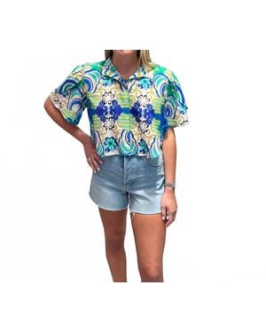 De Loreta Daniela Button Front Blouse - Blue