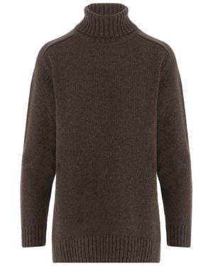 Bruno Manetti Virgin Wool And Cashmere Turtle Neck Sweater - Gray