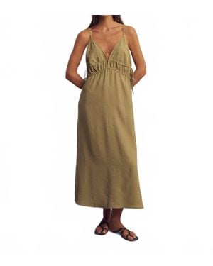 Handloom Sofia Ties Maxi Dress - Green