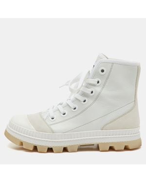 Jimmy Choo Leather And Suede High Top Sneakers - White