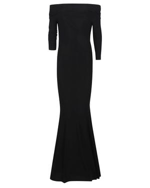 Norma Kamali 3/4 Sleeve Cowl Neck Evening Dress - Black